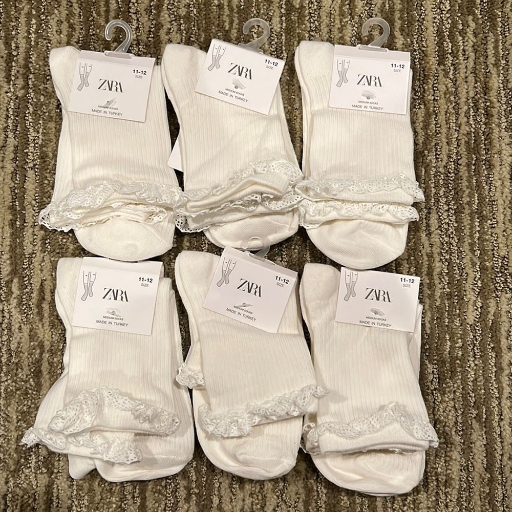 Brand New With Tags, 6 pair of girls ruffle socks.